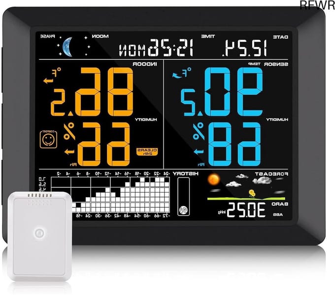 RFWR® Weerstation met Groot Display en Draadloze Sensor voor Binnen en Buiten