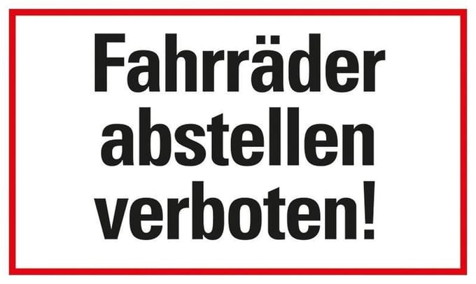 Pickup kunststoff Schild 25x15 cm FAHRRÄDER ABSTELLEN VERBOTEN