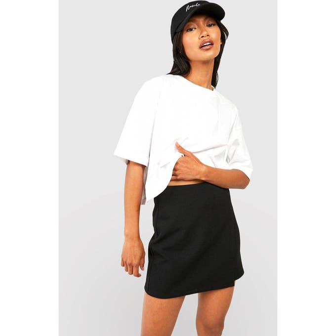 boohoo Dames Wrap Over Crepe Mini Rok | Black | Maat: 12