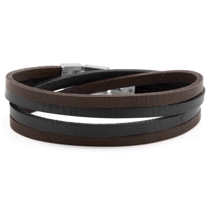 Donkerkleurige Roy Dubbele Wikkelarmband met Staal