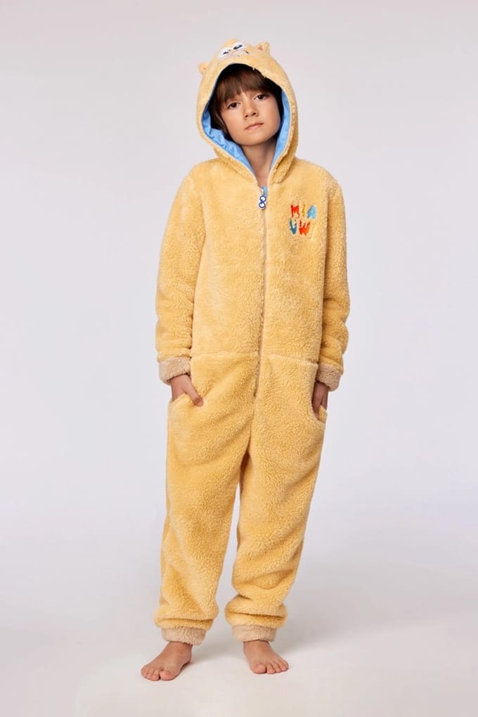Woody onesie unisex kat - geel - 252-10-ONJ-M/010 - maat 116