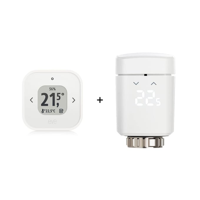 Eve Thermo Room Comfort Set for Apple Home: 1 Eve Thermo + 1 Eve Thermo Control - Wit
