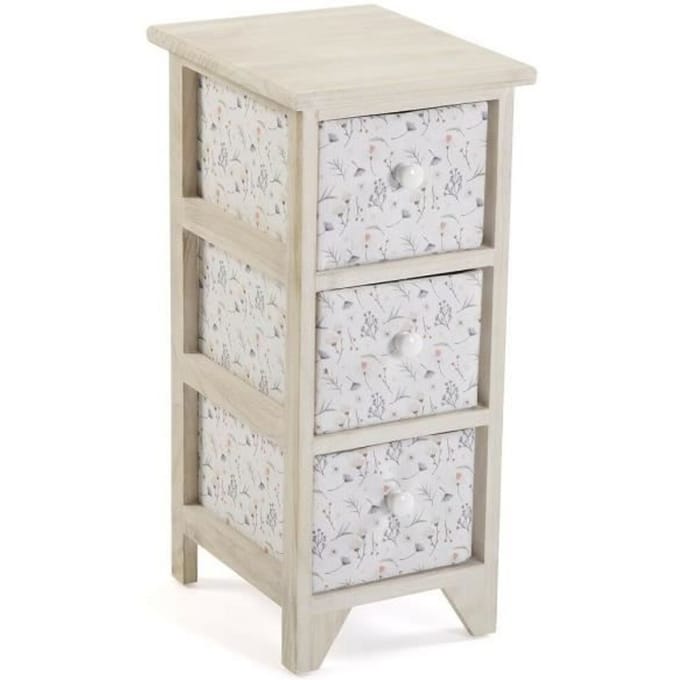 Caisson à tiroirs - VERSA - Lili - Bois MDF - 30 x 25 x 56 cm - Blanc