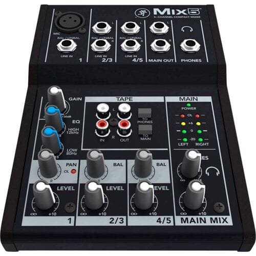 Mackie Mix5 Compact Mengpaneel, 1 Mono- en 2 Stereo-ingangen, Zwart