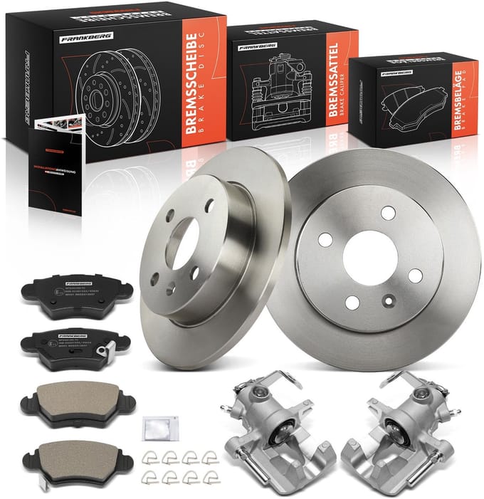 Frankberg 2x Remklauw+2x Remmen+4x Remblokken Achter voor Opel