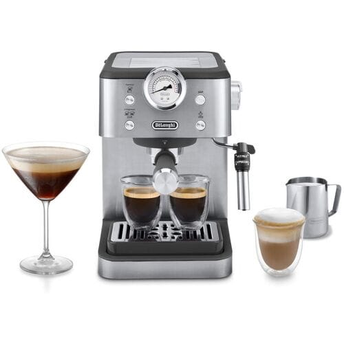 De'Longhi Classic EM450.M – Pistonmachine - Handmatige Espresso & Cappuccino - Volledig RVS Behuizing - Zilver