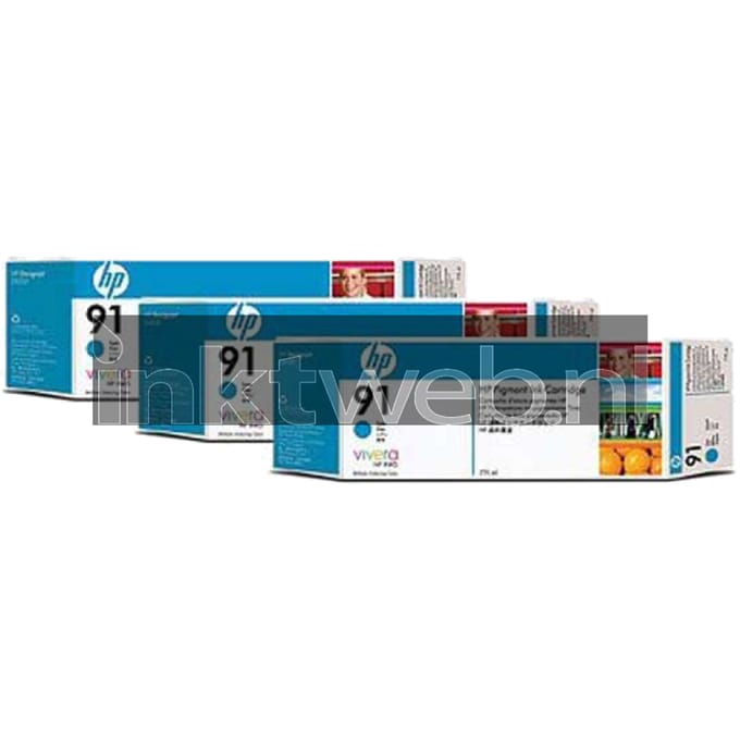 HP 91 3-pack cyaan (Origineel)