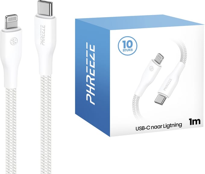 Multipack geschikt voor Lightning kabels 1m - 10 pack - Ideaal voor grootverbruikers, bezorgers & zakelijk