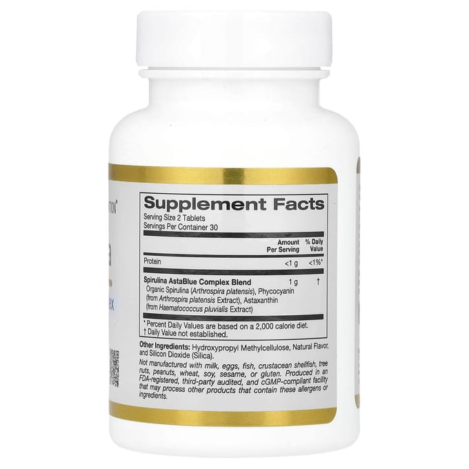 California Gold Nutrition, Spirulina AstaBlue Complex, 60 tabletten