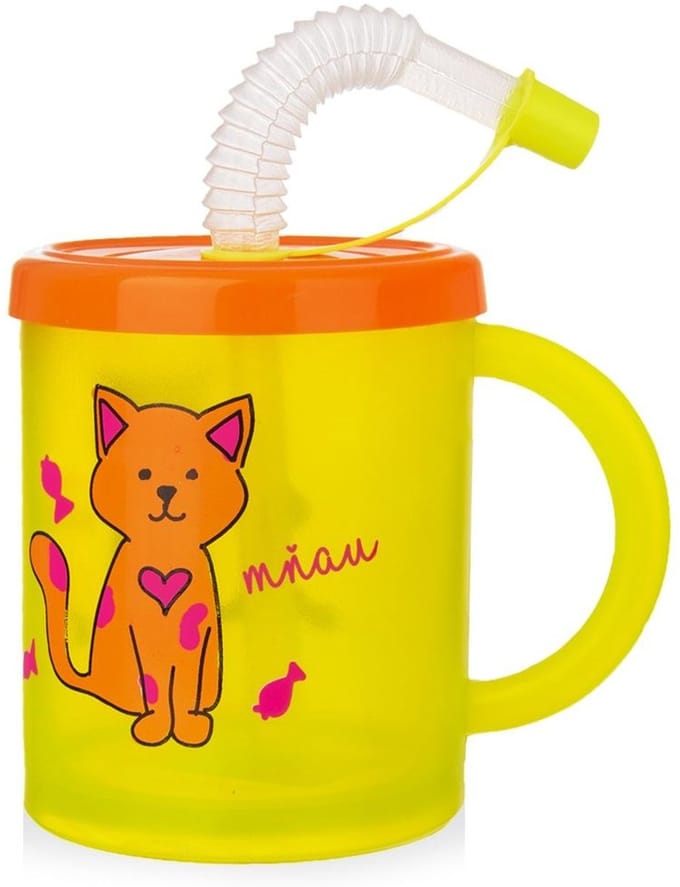 Orion - Kinderbeker - Met Rietje - 260 ml - Geel