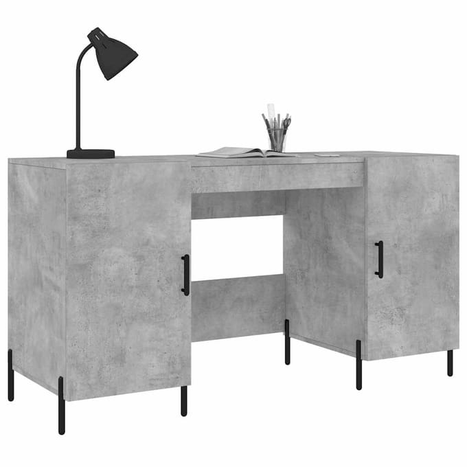 vidaXL - Bureau - 140x50x75 - cm - bewerkt - hout - betongrijs