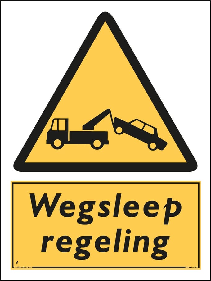 Wegsleepregeling bord - Bord 300 x 400 mm - (Forex)