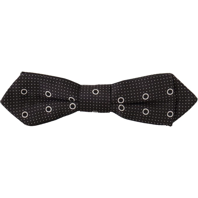 Dolce & Gabbana Zwart Witte Pois 100% Zijde Nek Papillon Mannen Stropdas