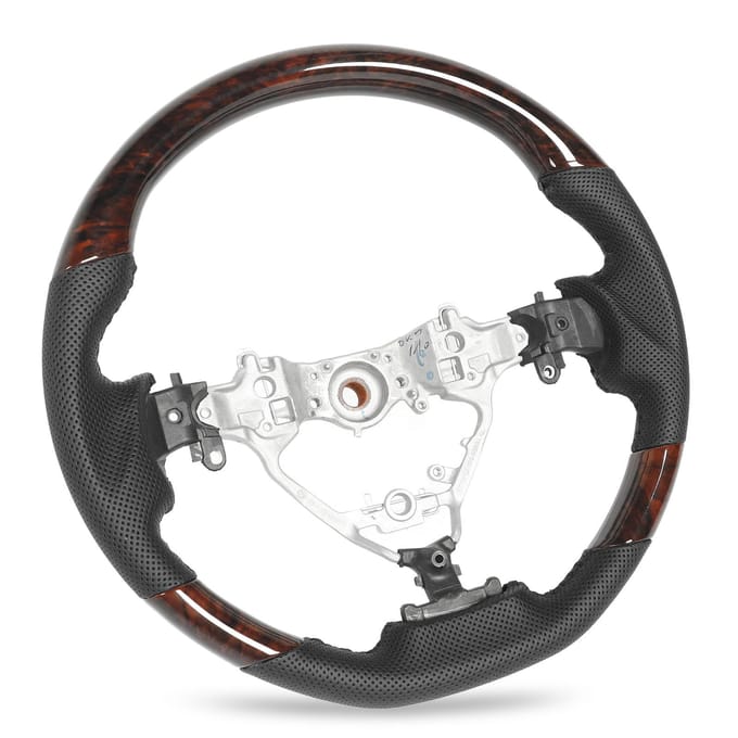 Volant Hydro-Dip Cuir Perforé pour Highlander XU50 Harrier XU60 2014 à 2019 Noir Brillant Wood Grain gray