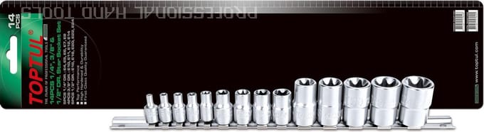 SET DOP E TORX 14 PCS 1/4xE4-E8 3/8xE10-E1 1/2xE16-E24