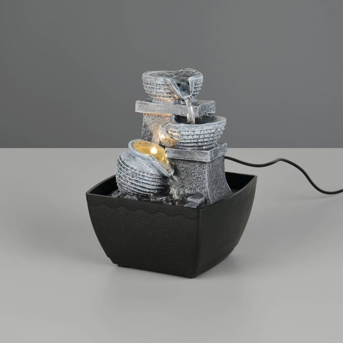Reality Leuchten LED tafellamp Luma, bruin, hoogte 18 cm, kunsthars, USB