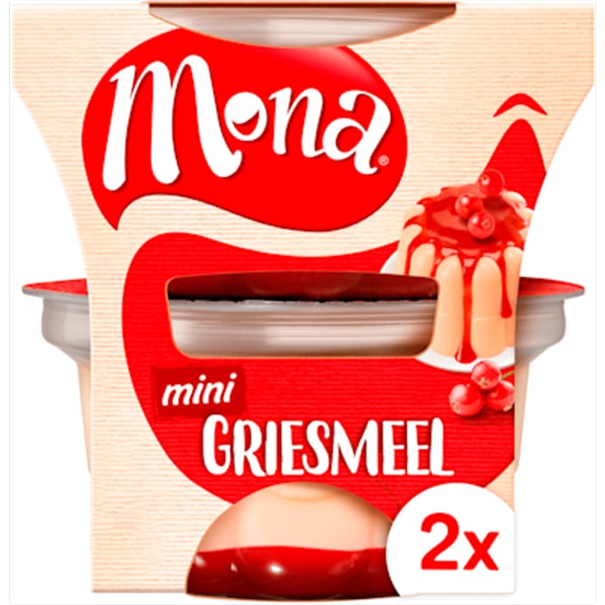 Duopudding griesmeel-rode bessensaus