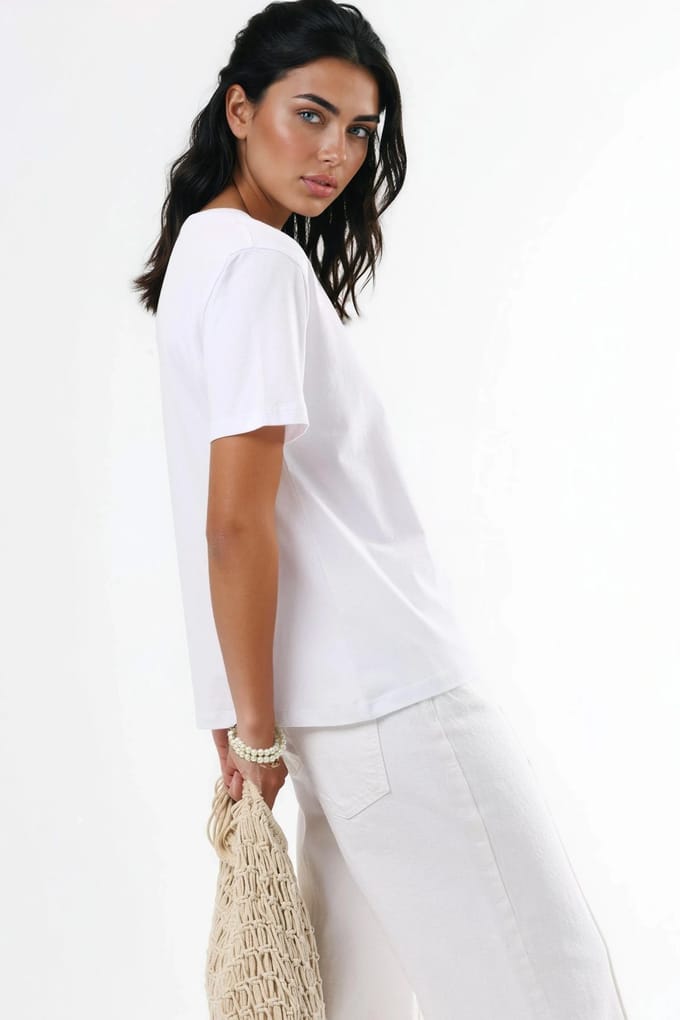 V-hals Effen Gebreid T-shirt
