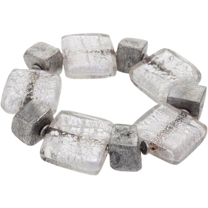 Behave – Armband – Transparant – Grijs – Glaslook – Elastisch – Handgemaakt