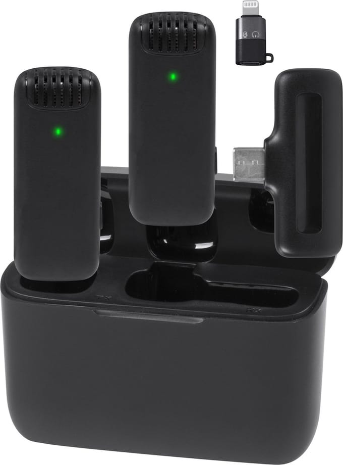 Nuvance - Draadloze Microfoon - 2 Stuks met Oplaadcase - Incl. Lighting Converter - Dasspeld Microfoon - Usb C - Lavelier Microfoon - Plug & Play
