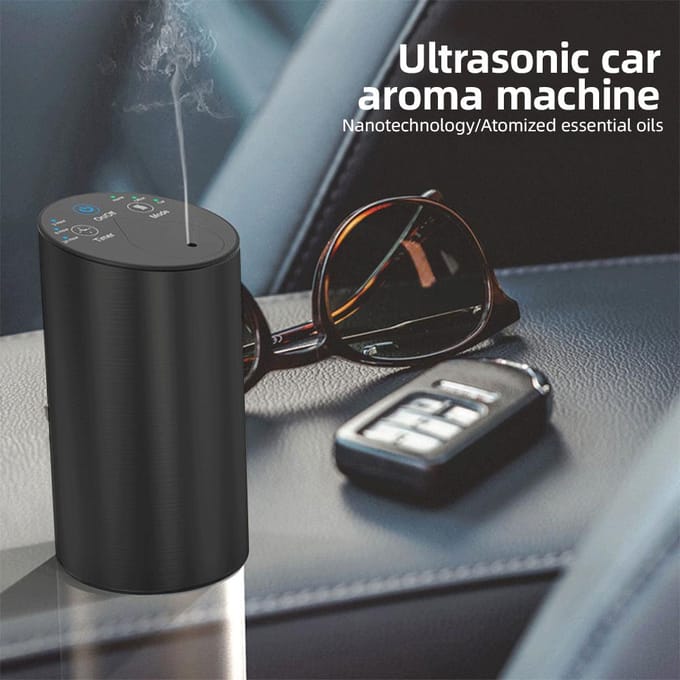 Draadloze auto-etherische olie-diffuser USB-aromaverdamper Superstil waterloos Type-C en batterij zwart