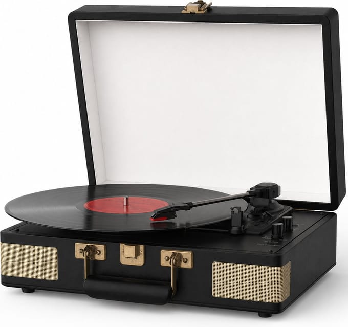 Platenspeler met Bluetooth - 3 snelheden - ingebouwde luidsprekers - voor vinyl platen