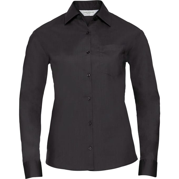 Russell Collection Dames/Dames Poplin Easy-Care Formeel Overhemd Met Lange Mouwen (Zwart)