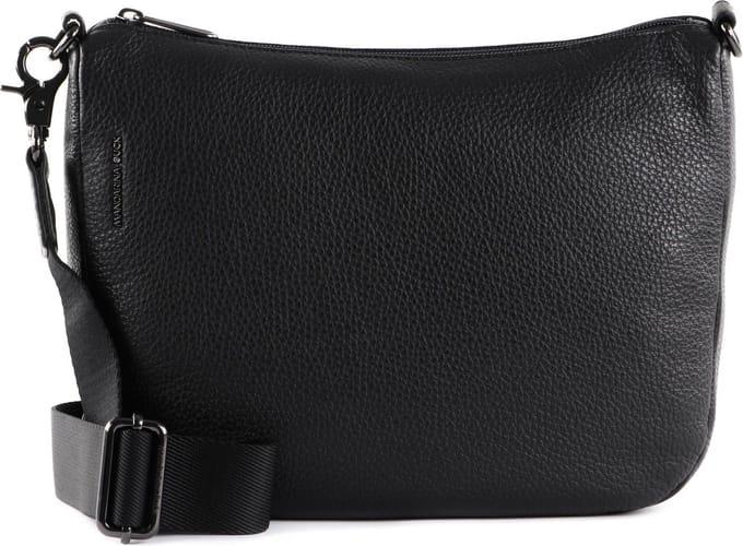 MANDARINA DUCK Leren Schoudertas Mellow Leather Hobo Bag Nero Zwart