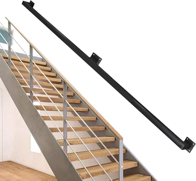 Trapleuning Leuning - Muursteun Steun - Veilige Ondersteuning - Smeedijzer Metaal - 90cm - Zwart