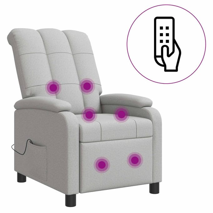 vidaXL - Massage - Relaxstoel - Wolkgrijs - Stof