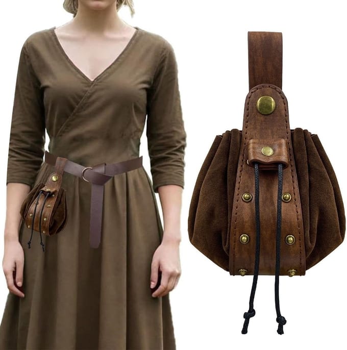 Retro Cordelstring Spool Bag, Draagbare Tail Box voor Munten, Ideaal voor Rollenspellen en Accessoires