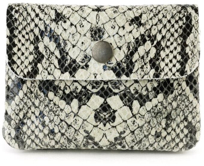 Bear Design Pietje Leren Portemonneetje - Snake Grey