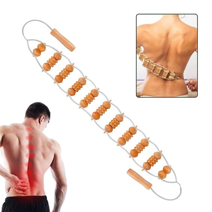 1pcs Therapy Massage Tool Back Massager Roller Rope for Body Shaping Pulling back artifact can open the back roller massage fitness tool beige