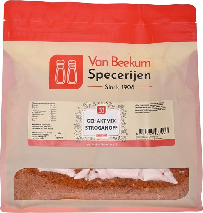 Van Beekum Specerijen - Gehaktmix Stroganoff - 1 KG (hersluitbare stazak)