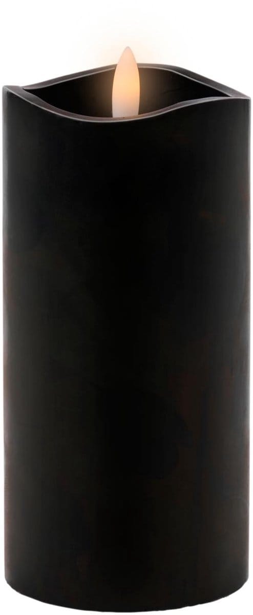 LED candle wetlook black H15cm