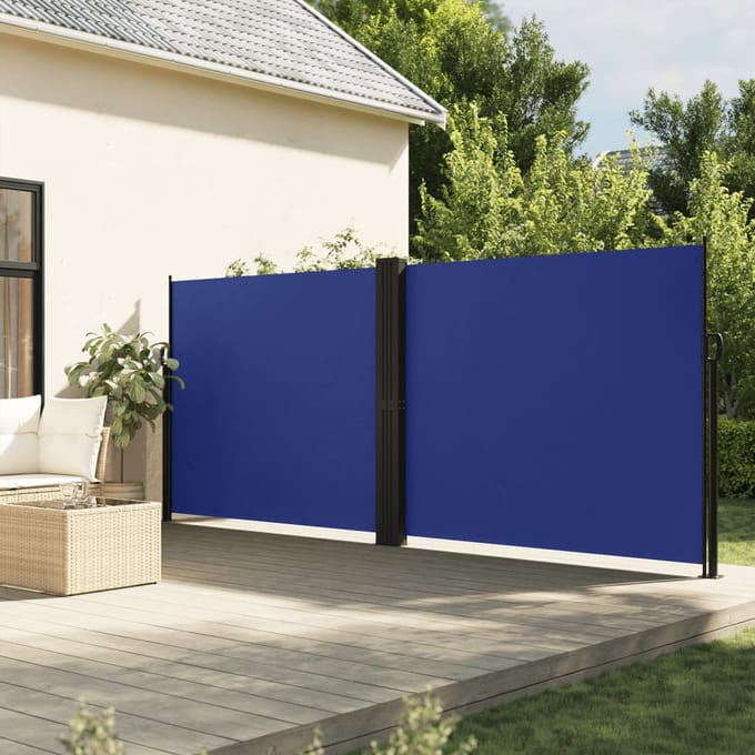 vidaXL - Windscherm - uittrekbaar - 180x600 - cm - blauw
