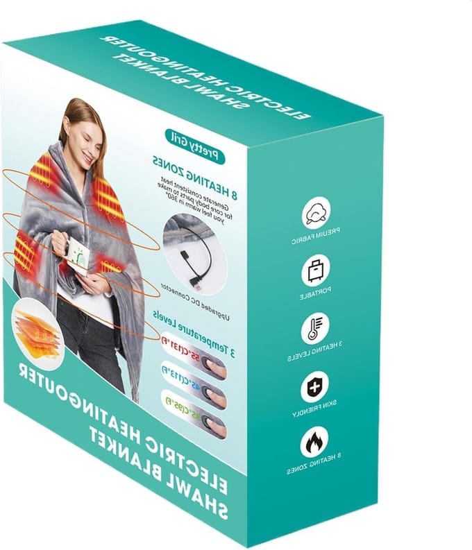 Verwarmde Poncho - Draagbare Deken - Warm Blijven - Elektrische Verwarming - 150 x 80 cm - Meerkleurig