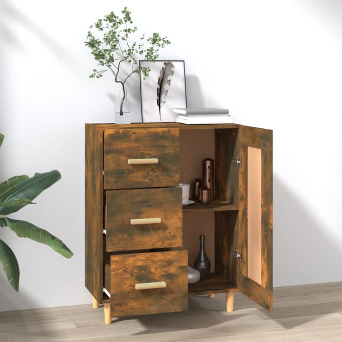 vidaXL - Dressoir - 69,5x34x90 - cm - bewerkt - hout - gerookt - eikenkleurig