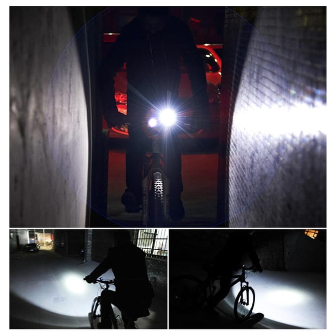 Fietskoplamp met claxon USB oplaadbare fietskoplamp Waterdicht fietslicht voor 's nachts zwart