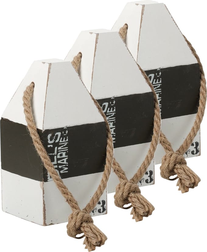 Excellent Houseware Deurstopper - 3x - havenpaal maritiem hout/touw 18 cm
