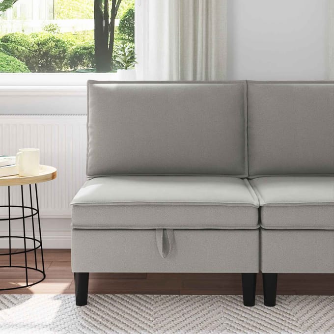 vidaXL - Midden - Sofa - met - Opbergruimte - Lichtgrijs - Fluweel