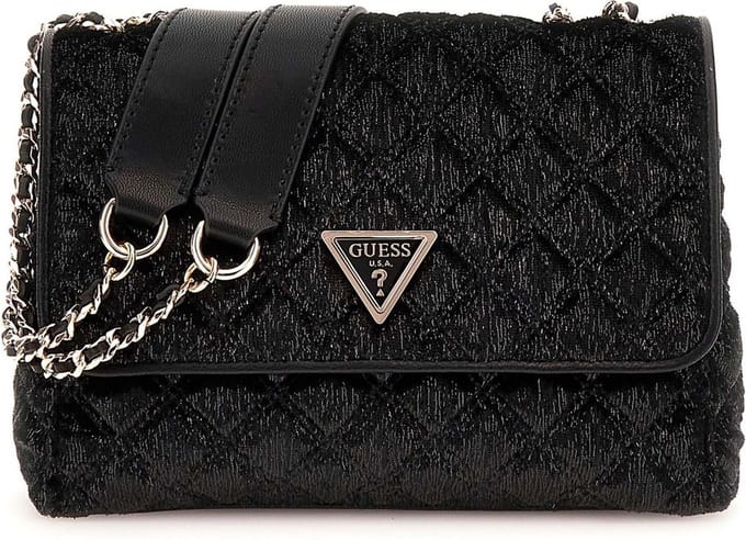 GUESS Schoudertas Giully 2 Compartment Convertible Flap Black Zwart