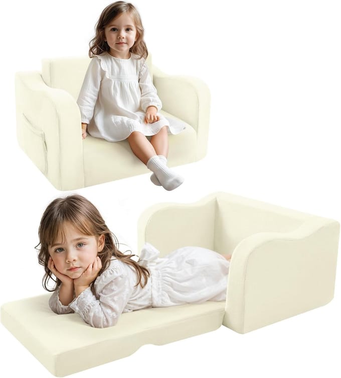 Liefjes & Co Teddy 2 in 1 Sofa - Kinderfauteuils - Kinderstoel - Kindersofa - Wit