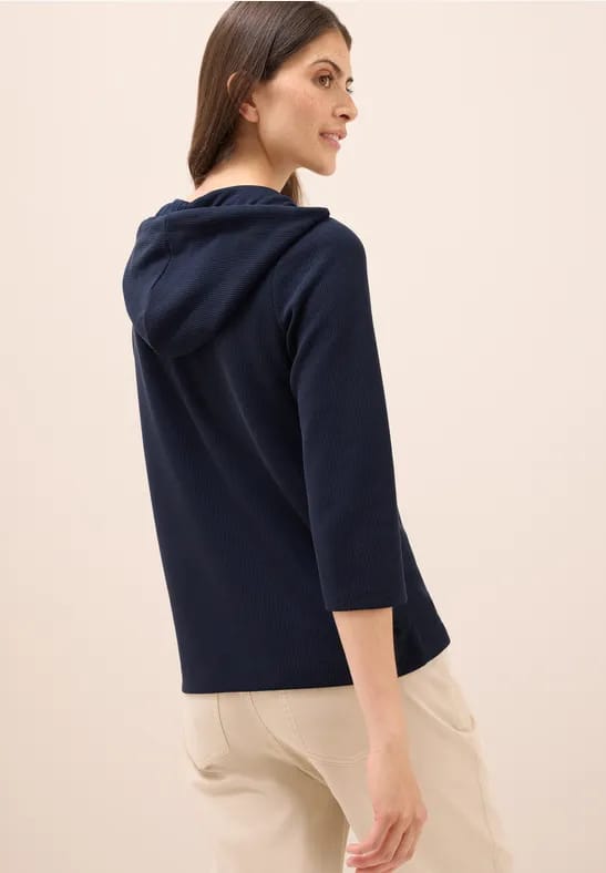 Hoodie Shirt met geribde structuur