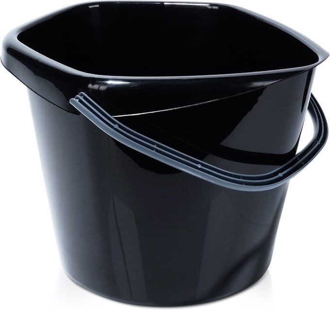 Emmer Plastic Zwart 14 l - met Handgreep - Huishoudemmer