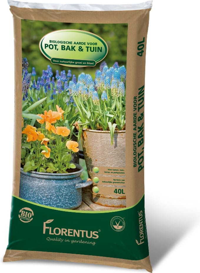 Florentus BIO aarde voor pot, bak en tuin - zak 40L