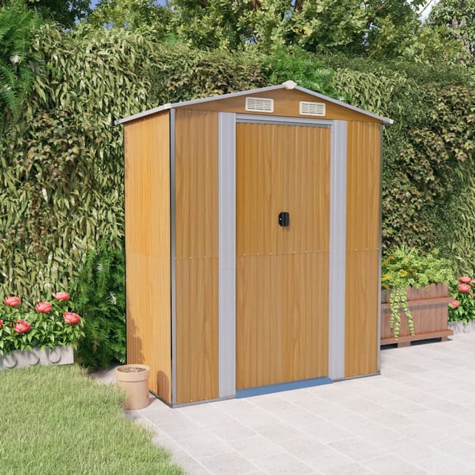 vidaXL - Tuinschuur - 192x108x223 - cm - gegalvaniseerd - staal - lichtbruin