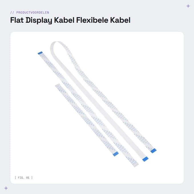Dailygoods - Flat Display Kabel - Flexibele Kabel - 3 Stuks Set - 30 cm 50 cm 100 cm - Geschikt voor Camera Module - Hoogwaardige Kwaliteit