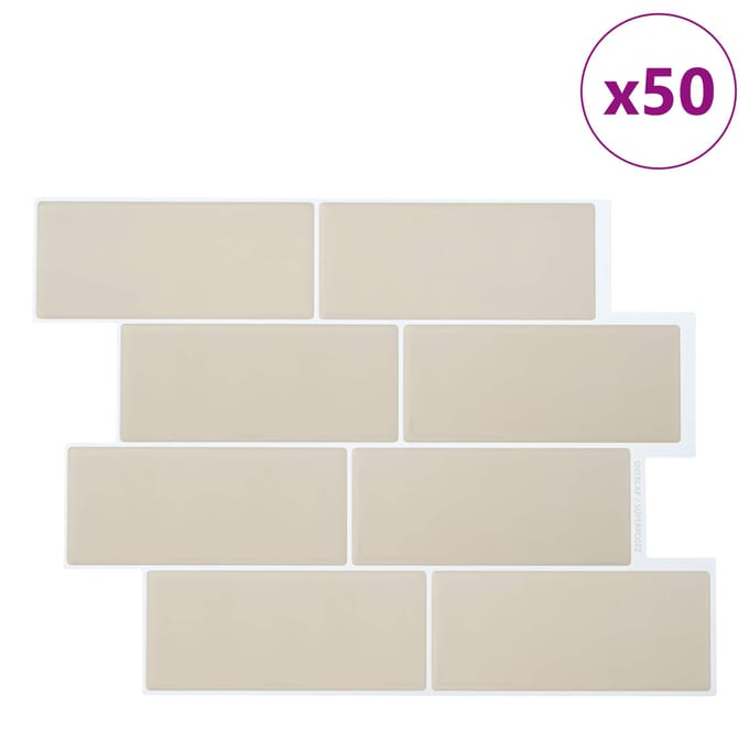 vidaXL - Subway - tegel - 50 - st - Beige - 29 - x - 21 - cm - Polyurethaan - en - PET