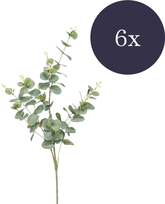 Emerald - Kunsttak Eucalyptus 75cm - Set van 6 - Kunstplant voor binnen